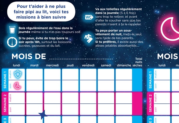 Bye Bye Pipi au Lit: Carnet de suivi de pipi au lit - Calendrier facile et  ludique d'apprentissage de la propreté pour enfants de 3 à 15 ans (French